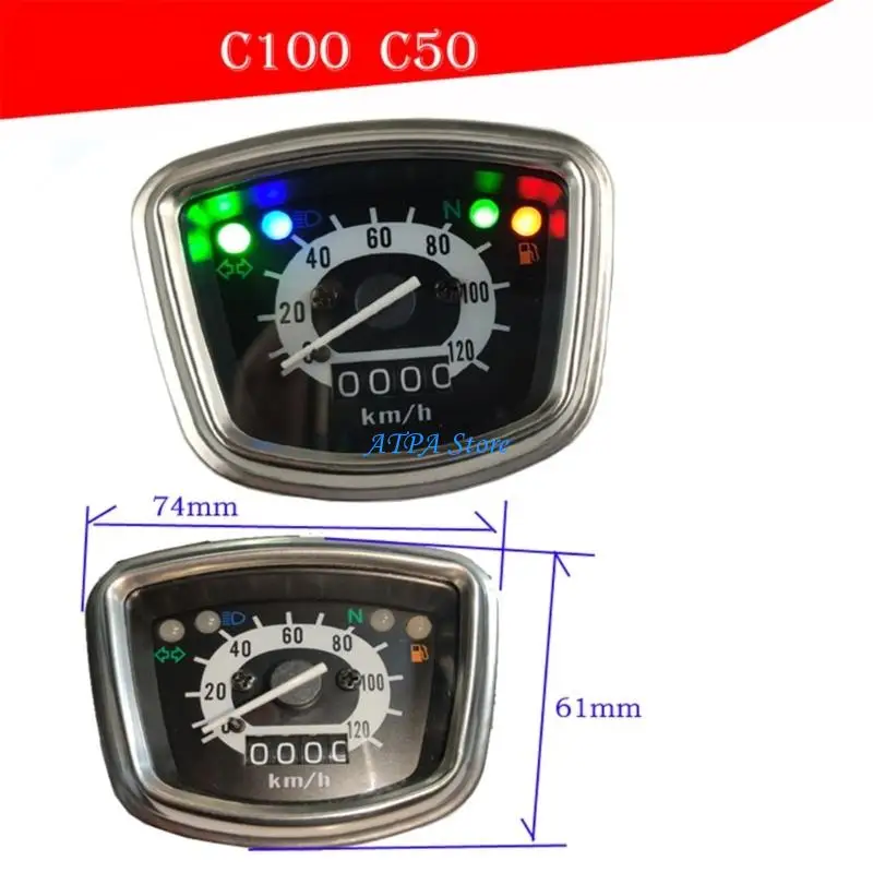 U13C Compact Motorcycle Tachometer Speed Gauge LED Backlight For Supercub Models