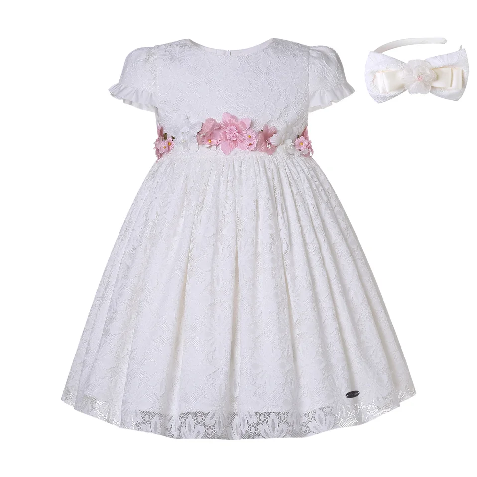 Pettigirl  New Kids Summer White Lace Dresses for Girls Childrens Bridesmaids Wedding Party Clothing Family Matching Outfits