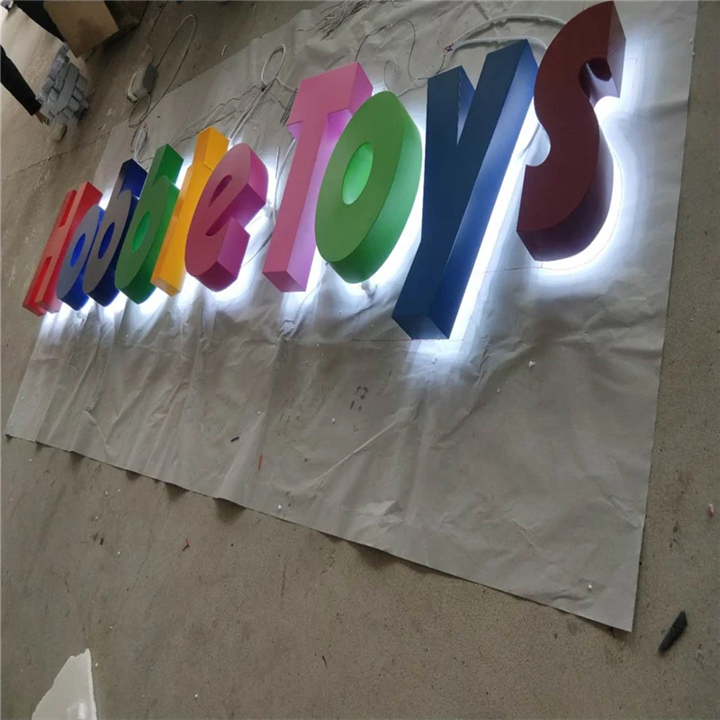 Custom Outdoor Stainless Steel Backlit LED Shop Signs, 3D metal Halolit LED letters reverse luminous shop sign