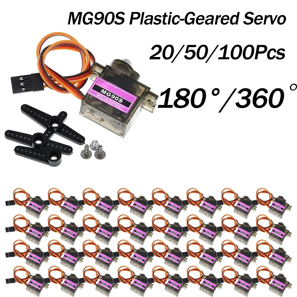 20/50/100 Pcs MG90S Plastic Gear Servo — For Fixed-Wing RC Aircraft & Electric Helicopter Swashplates