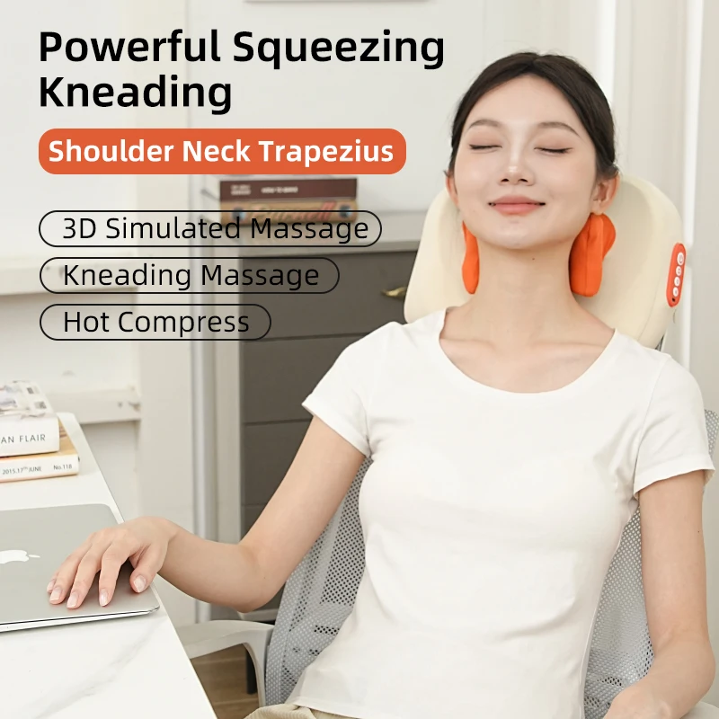New Squeezing Cervical Spine Neck Back Waist Massage Pillow with Unique Heart Design for Muscle Deep Tissue Kneading Massage