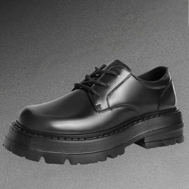 Men's Dress Shoes Genuine Leather Breathable Business Casual Thick Sole Height-increasing Shoes British Commuter Derby Shoes for