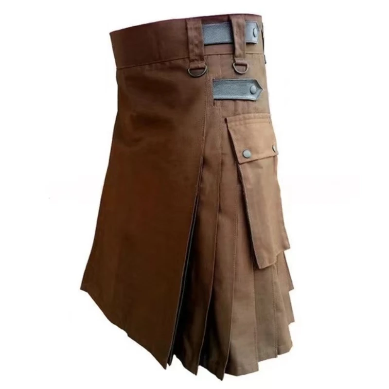 Autumn men's skirt Punk Gothic Scottish retro Kendo autumn casual street clothes medieval dress  kilt  18th century dress