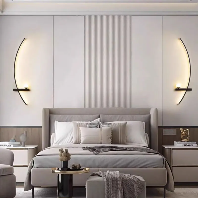 Led Modern Corridor Curved Design Lamp, Study Bedroom Creative Background Wall, Bedside Wall Lamp