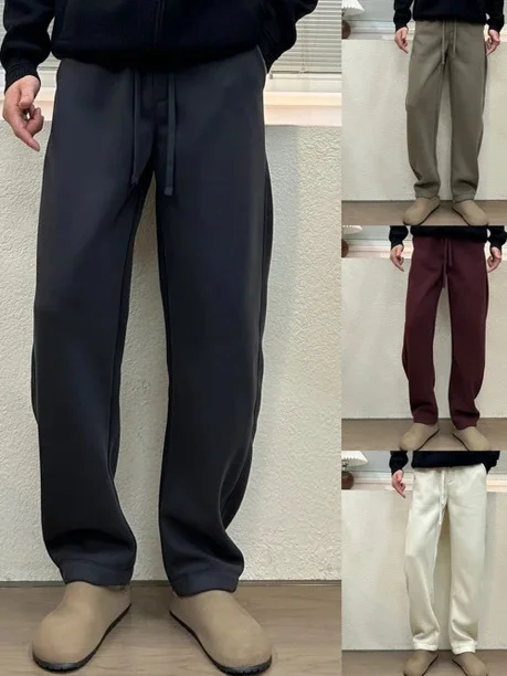 

Мужские повседневные брюки больших размеров с цветной флисовой подкладкой, прямые, износостойкие, для осени и зимы