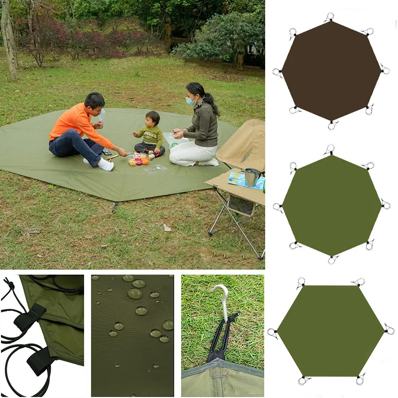 Hexagon/Octagon Outdoor Camping Mat Waterproof Ground Sheet Footprint Picnic Mat Tarp Awning Shade Multipurpose Travel Mat