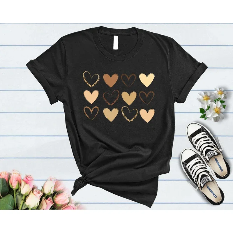 Fun Love Graffiti Printing Top Fashion Versatile Womens Tee Custom T Shirt Melanin Aesthetic Clothing