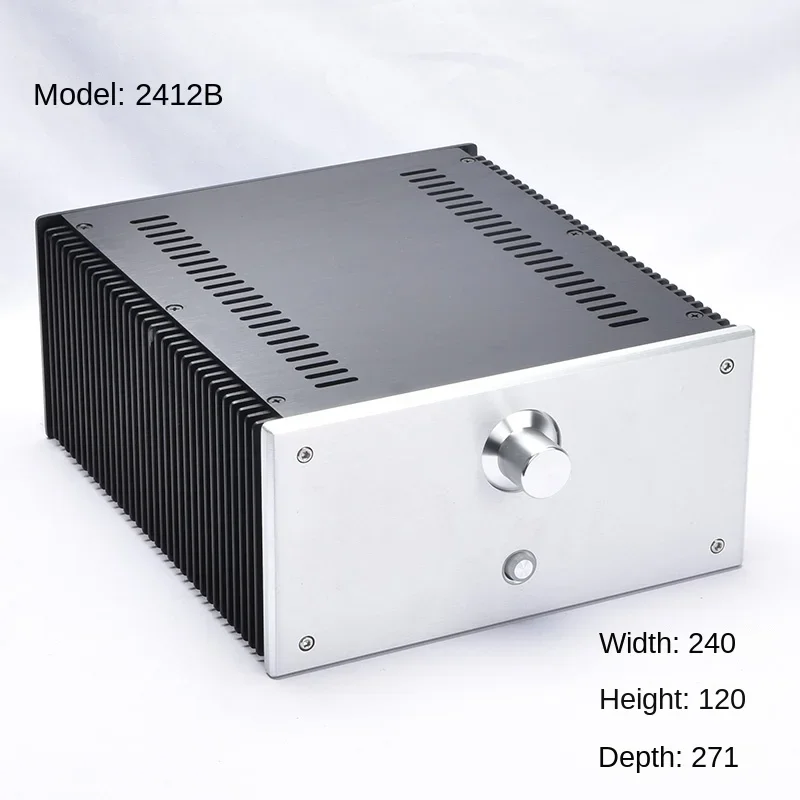 Small and delicate all-aluminum small A power amplifier chassis Model 2412B is suitable for Class A and B all-aluminum power