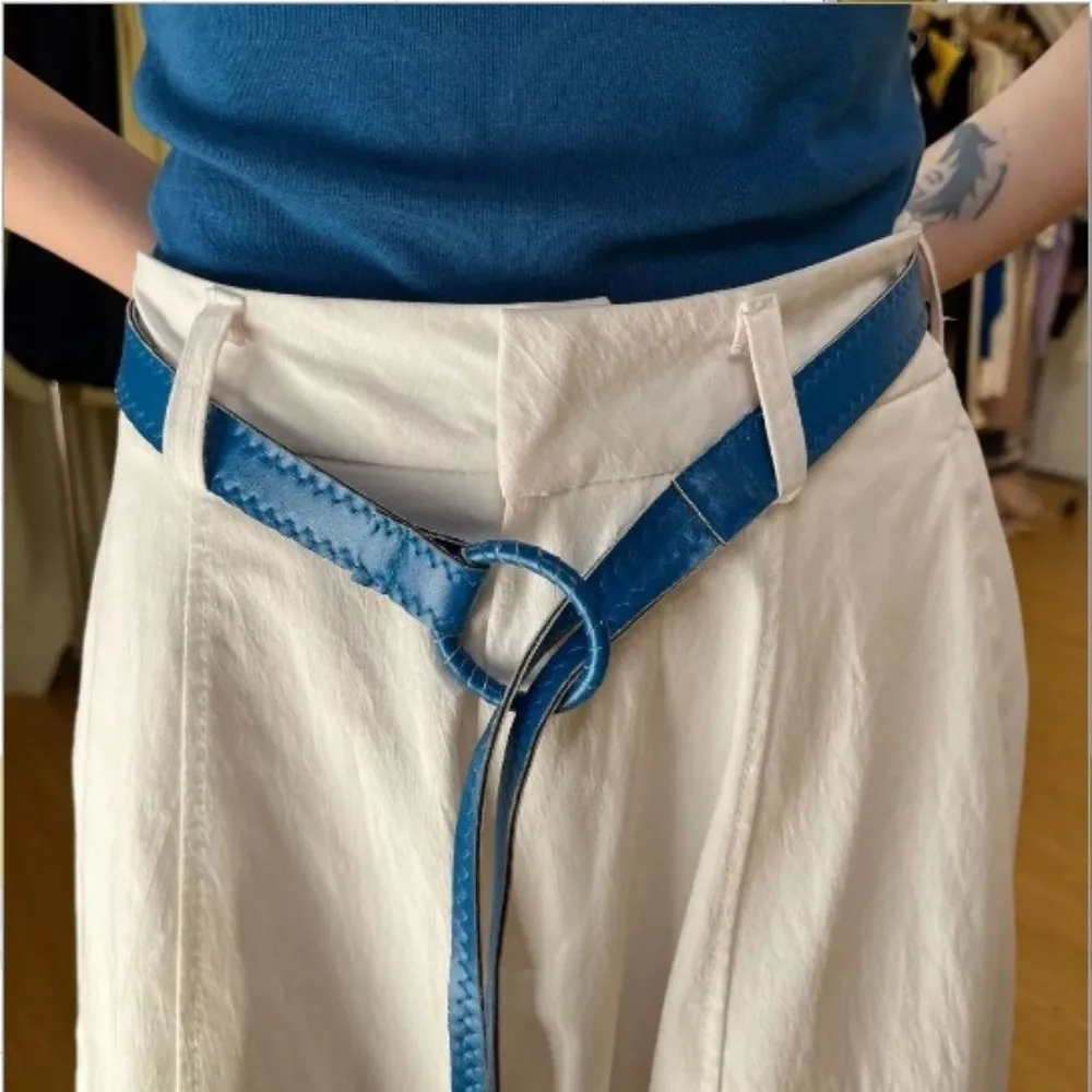 

Ретро пояс из искусственной кожи, красный тонкий декоративный пояс-цепочка, веревочный пояс, поясная веревка, юбка, декоративный аксессуар