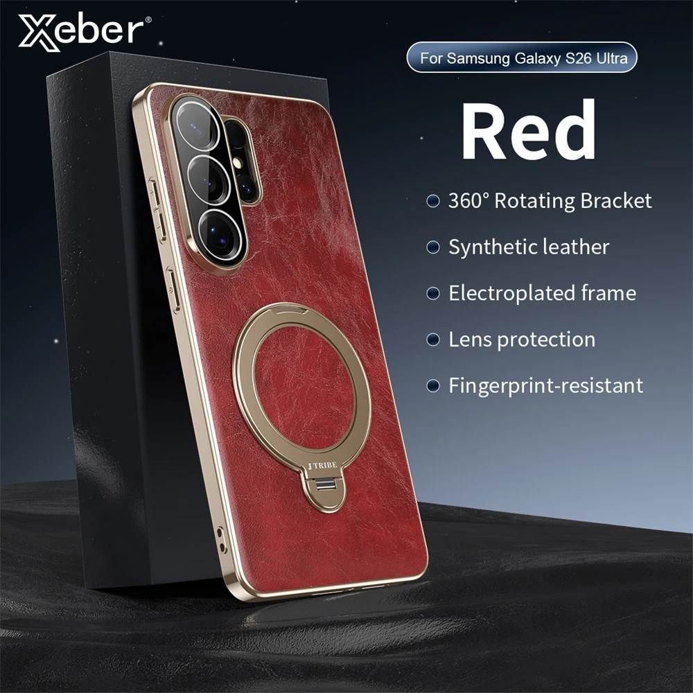 

Новый роскошный кожаный чехол для телефона с магнитным кронштейном для Samsung Galaxy S26 Ultra S25 Ultra S24 Ultra, задняя крышка с защитой от падения