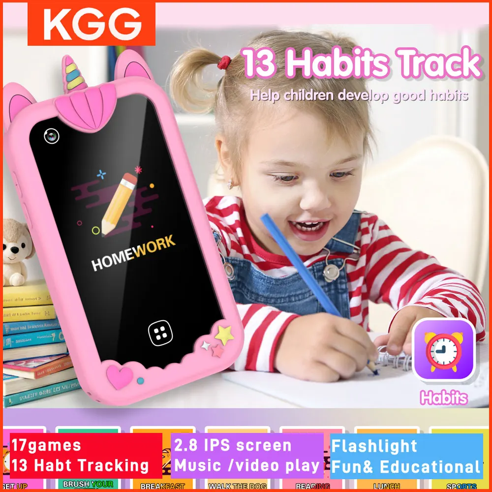 Mini-Kinder-Smartphone, 2,8 Zoll IPS, Dual-Kamera, Musik-Player, 17 Spiele, Lerntelefon für Kleinkinder, Kinder, Handy, Spielzeug, Geburtstagsgeschenke