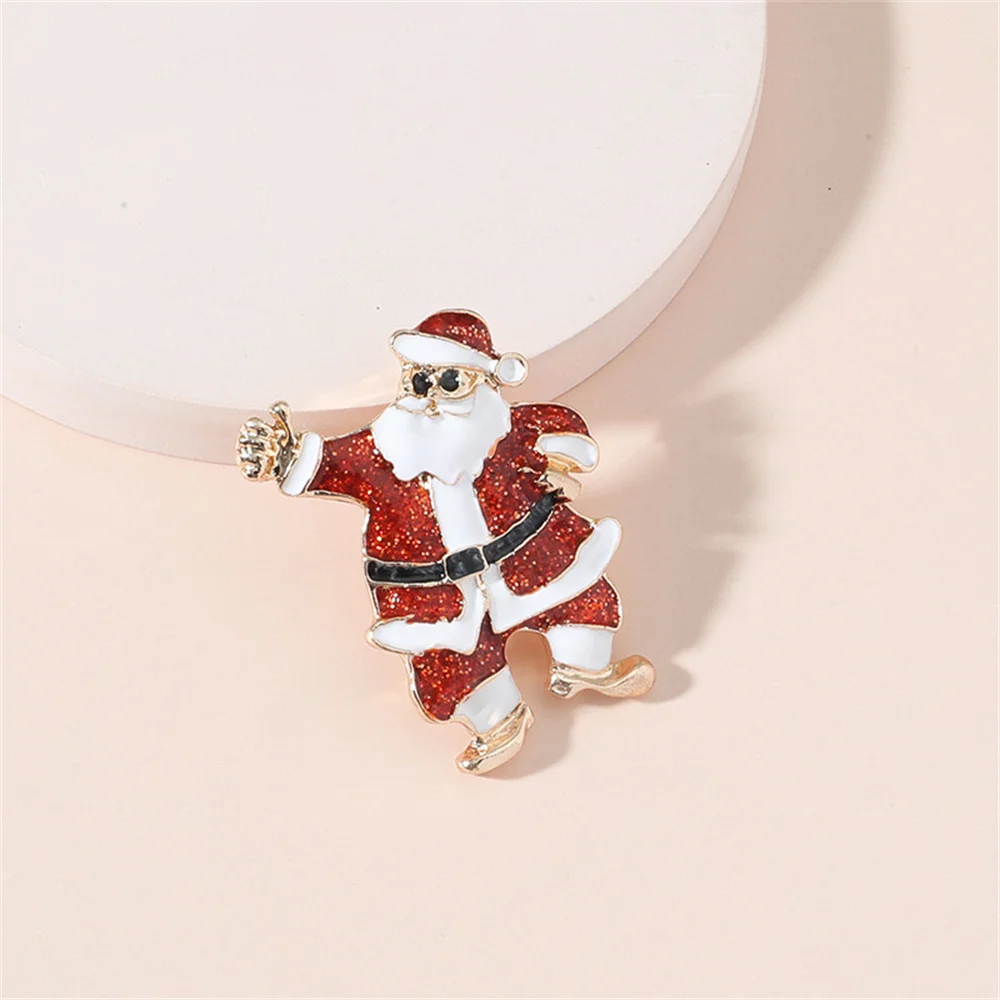 

Christmas Dripping Oil Metal Brooch For Women Fashion Zircon Santa Claus Lapel Pins Festival Christmas Eve Jewelry Accessories