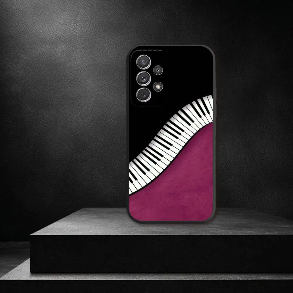Klavier-Klassikmusik-Handyhülle für Samsung S 25,24,23,22,30,21,10,9,Ultra,Plus,Lite,FE,4,5G, schwarze weiche Hülle