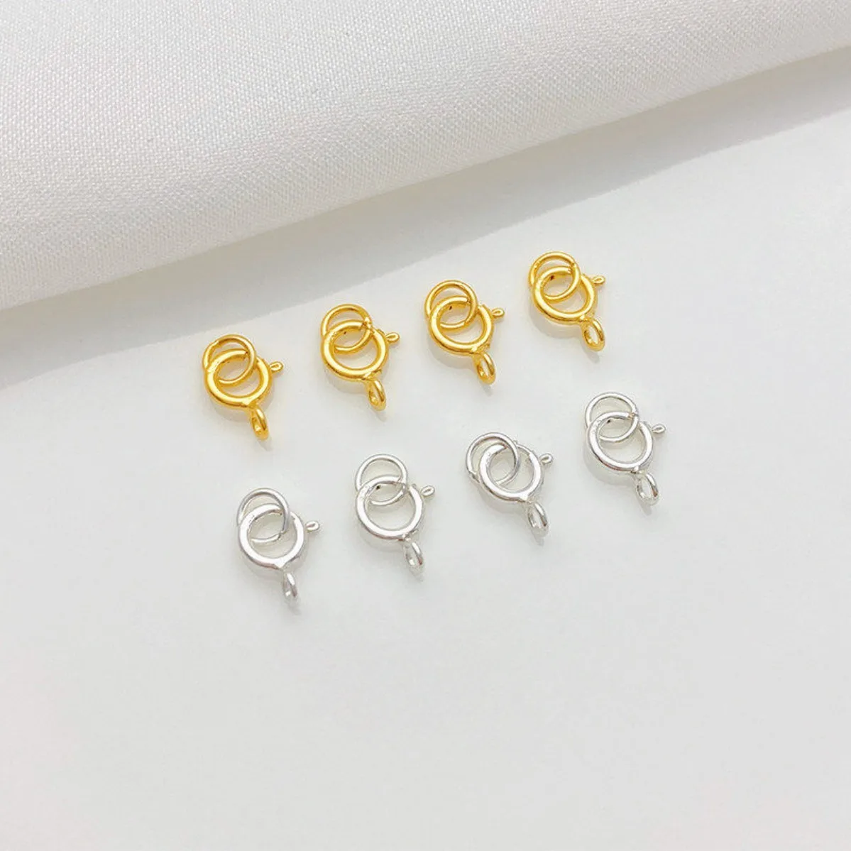 S925 Sterling Silver Gold Plated Spring Buckle DIY Findings for Beaded Pearl Bracelet Connector Buckle Head Jewelry Making