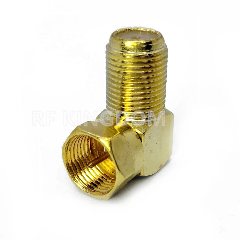 F نوع ذكر إلى F أنثى محول الزاوية اليمنى 90 درجة RF موصل محوري مطلية بالذهب