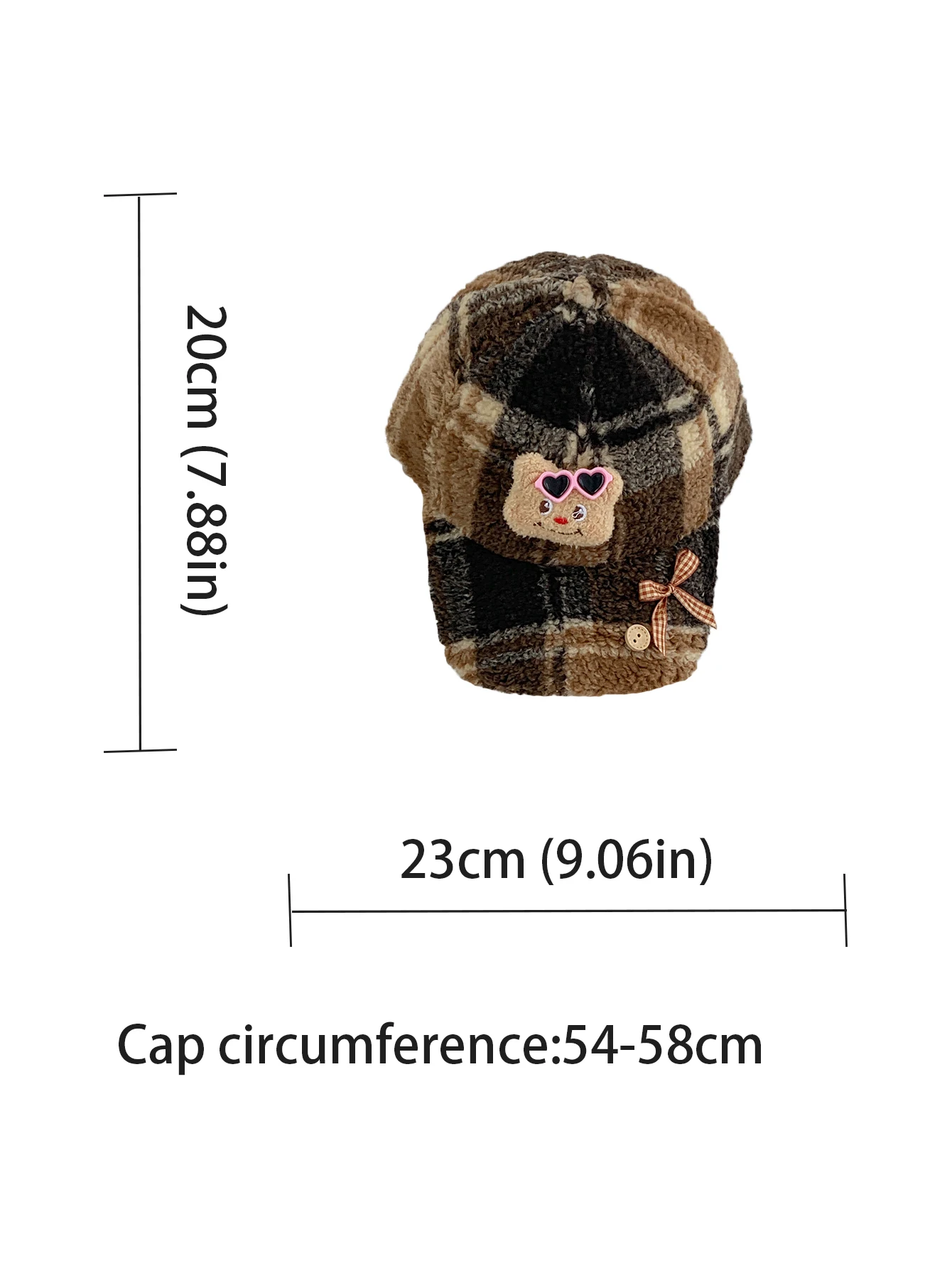 Бархатная фуражка с мультяшным медведем, ягненком, милая и универсальная, бейсбольная кепка в клетку с цветными блоками, утолщенная теплая осенне-зимняя теплая шапка