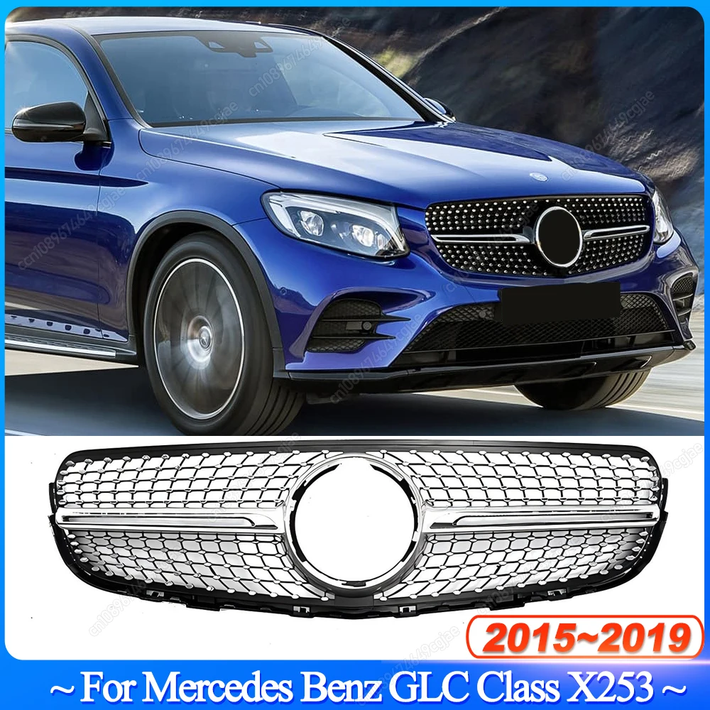 

For Mercedes GLC X253 2015-2019 Replacement Part Diamond Style Front Inlet Mesh Bumper Grille Grid Grill Refit Bodykits Tuning