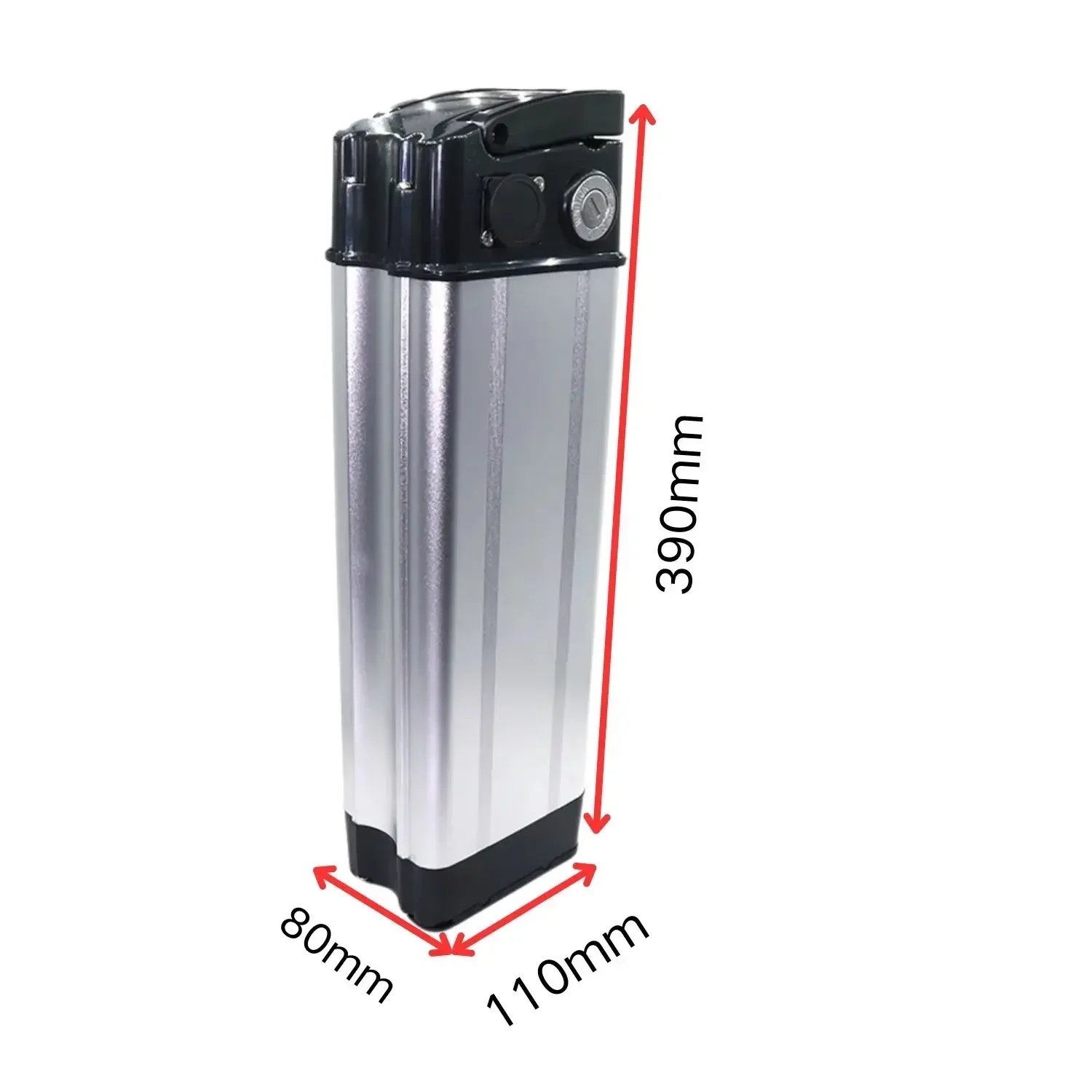 36V 48V   40ah 50ah Silver Fish Style Electric Bike Battery 48V for Lithium Battery with Aluminum Case Anti-theft Lock