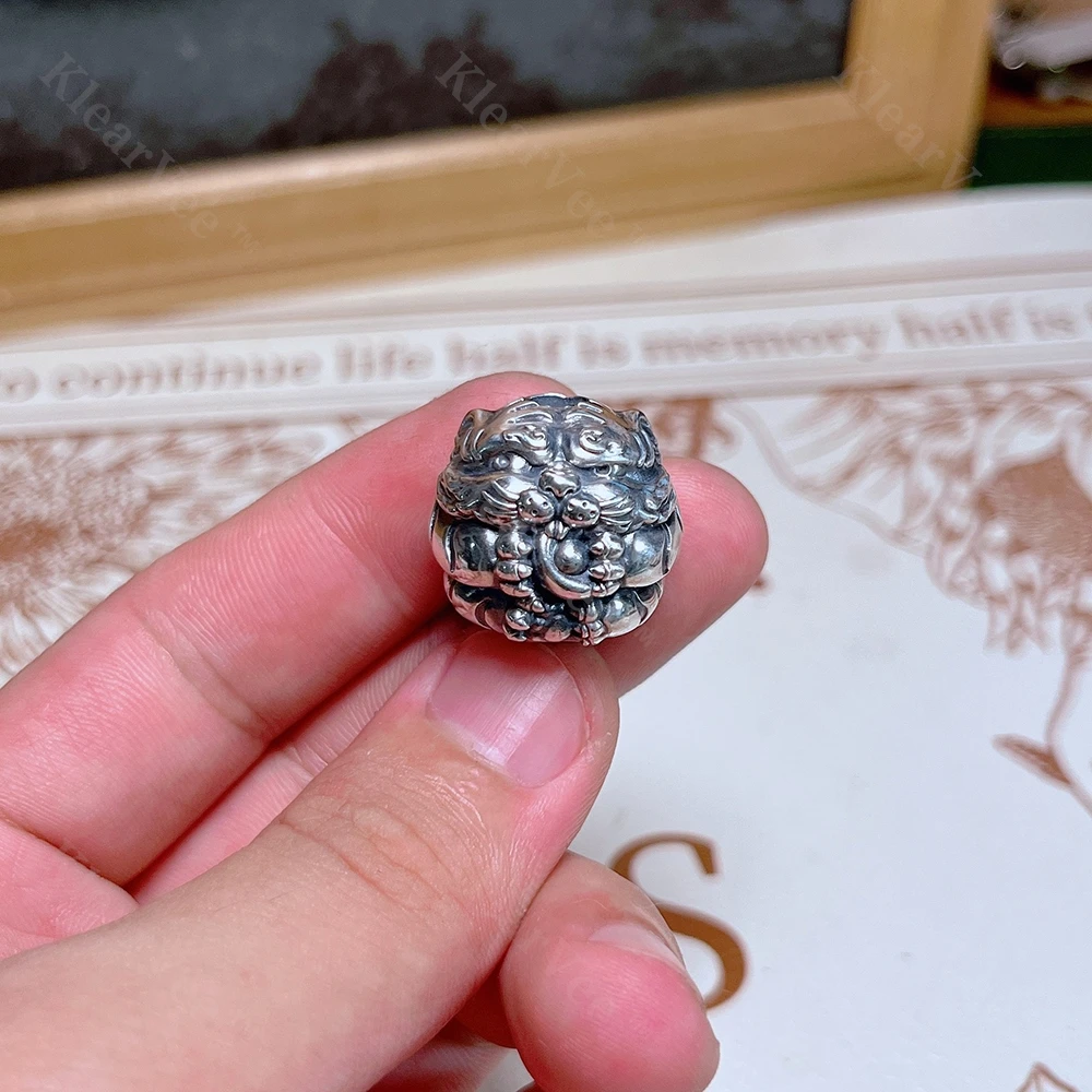 

Tiger S925 Silver Outdoor Tool Knife Bead EDC Paracord Woven Slide Pendant Keychain DIY Accessory Camping Backpack Charm