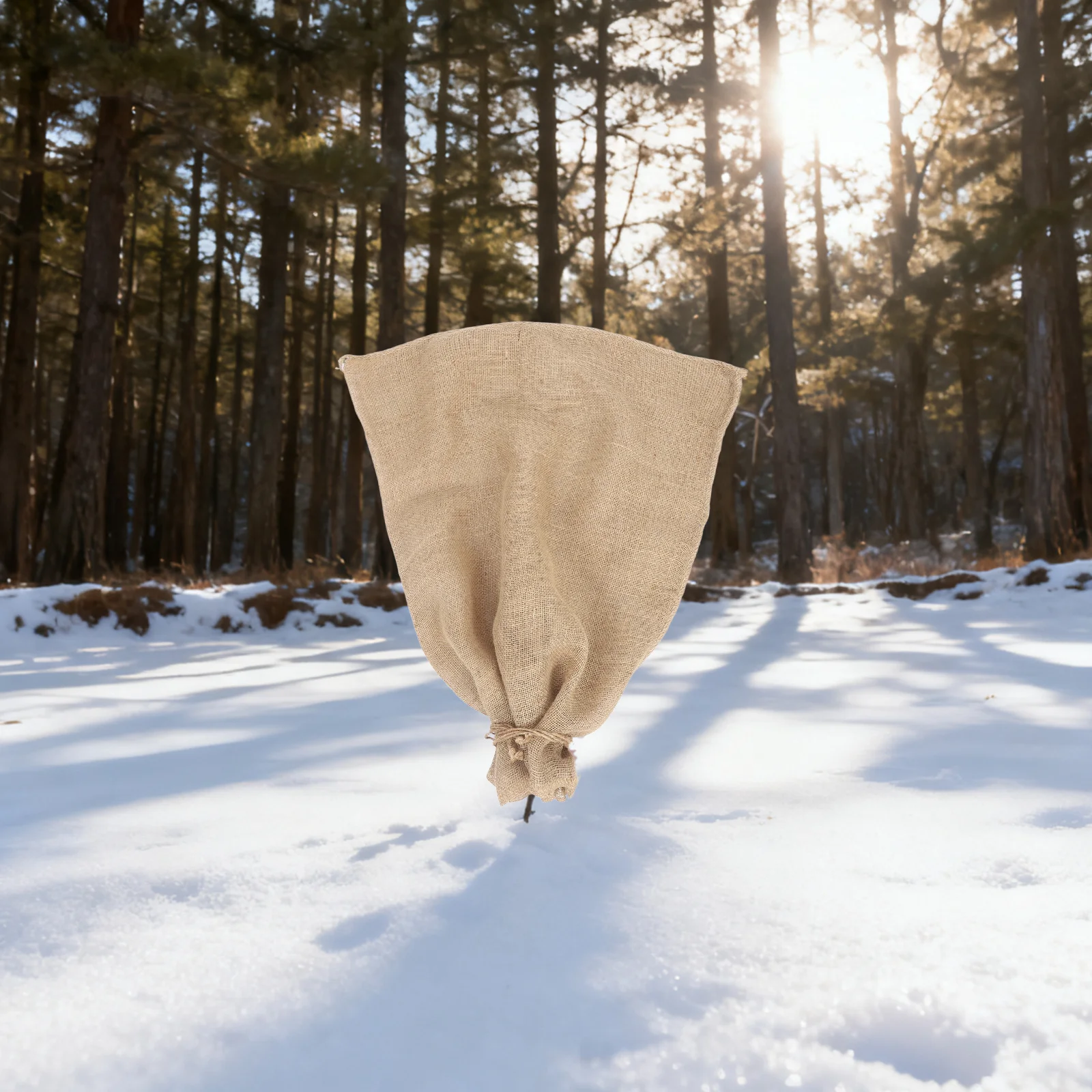

2Pcs Burlap Winter Plant Protector Cover Drawstring Reusable Frost Resistant Sack Outdoor Shrubs Fruit Trees Frost Protection