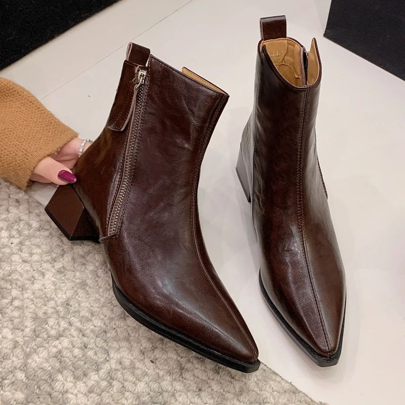 

Ankle Boots for Women High Heels Fashion Designer Shoes 2025 Chunky Winter Boots New Pumps Dress Luxury Short Boots Para Mujer