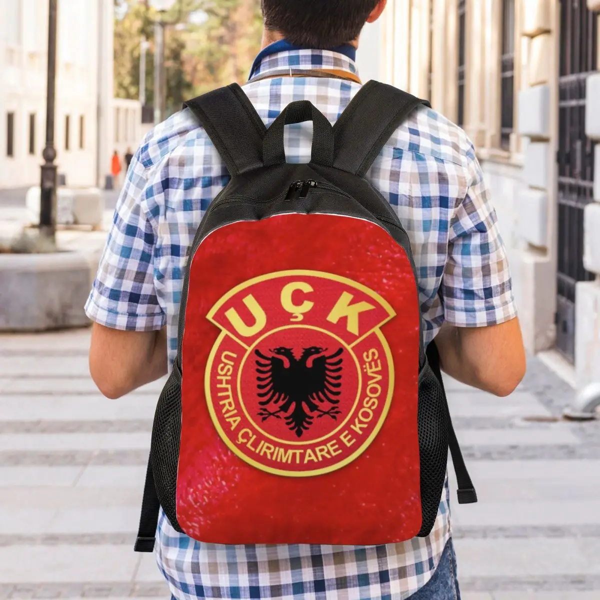 Kosovo Liberation Army UCK Backpacks for Men Women Water Resistant School College Old Albania Flag Eagle Bag Print Bookbags