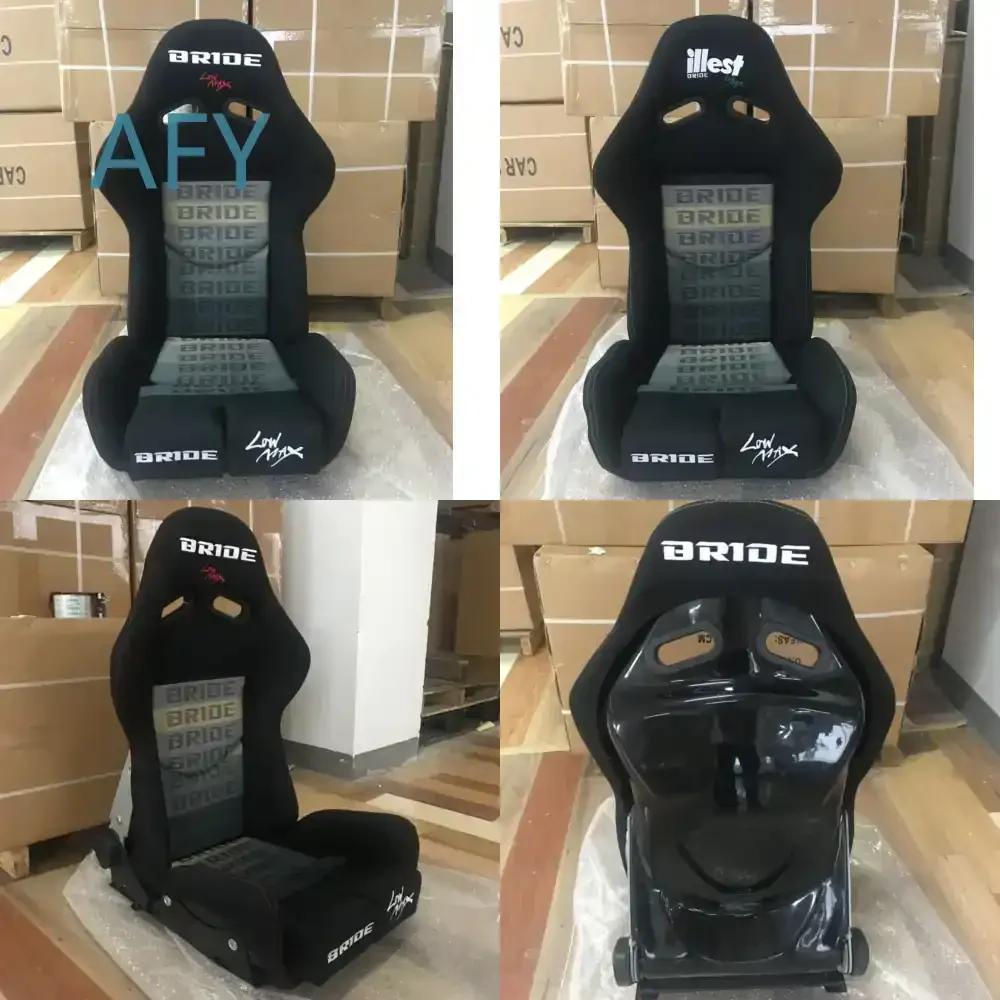 Jdm Gradient Black Fabric Carbon Fiber Racing Seats for GIAS Reclining Car Fiberglass Bucket Seat with Double Slider for