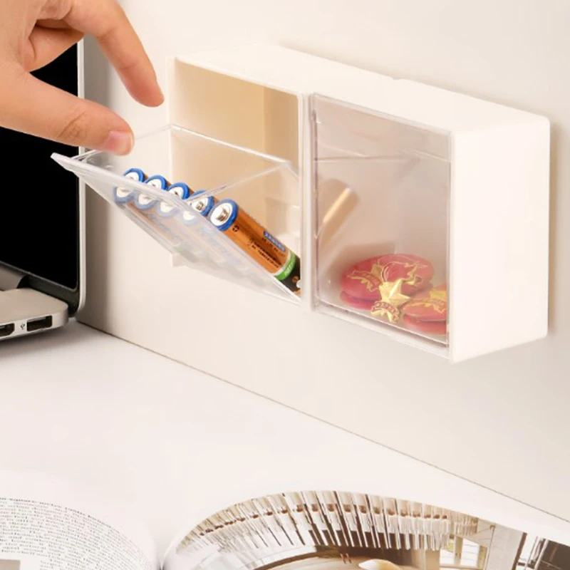 Organizador de baño montado en la pared, soporte de almohadilla de algodón, caja organizadora de maquillaje, bastoncillos de algodón de plástico para contenedor de almacenamiento, joyería