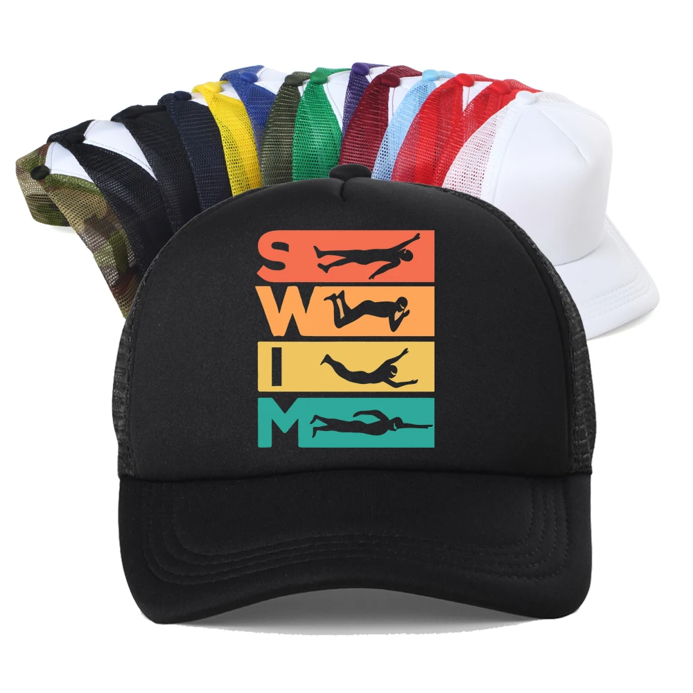 

Funny Retro Vintage Swimmer Gift Baseball Cap Men Streetwear Birthday Breathable Sun Snapback Hat