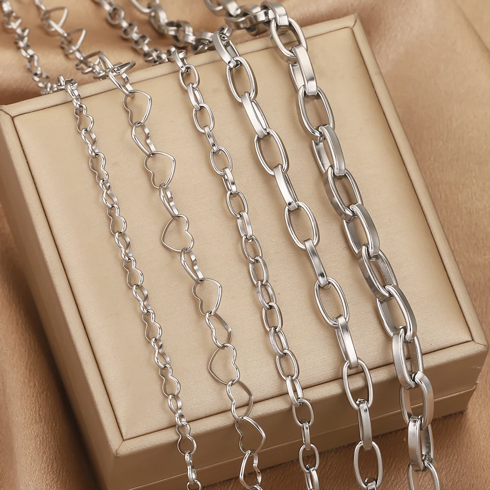 1meter Stainless Steel Chain Heart Gourd Metal Claw Clasp Chain Handmade DIY Necklace Bracelet Jewelry Making Supplies Wholesale