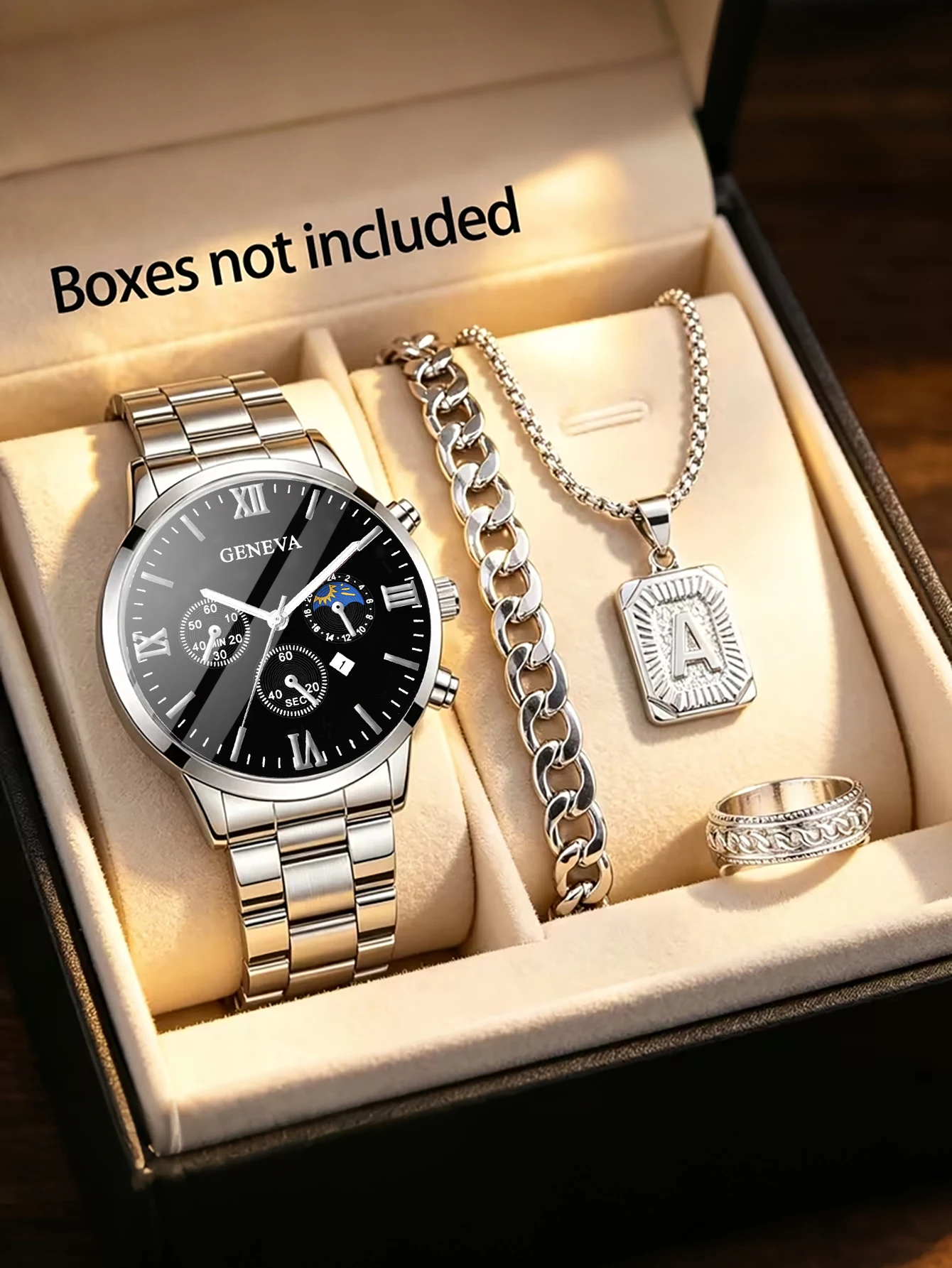 Men's Trendy Quartz Watch Set  - Smartwatch Ring Watches 评论和价格