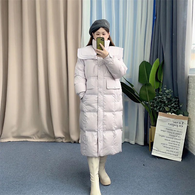 New Down Coat Sweet Large Navy Collar Women\'s Winter Warmth Waist Reduction Slimming Slender Women\'s Clothing C23