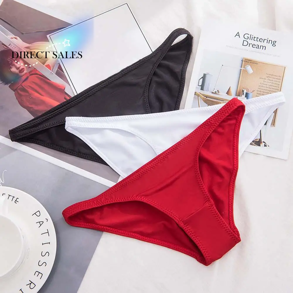 

Soft Sexy Women Low Waist Half-covered Buttocks Triangle Thong Milk Silk Solid Color Ladies Panties