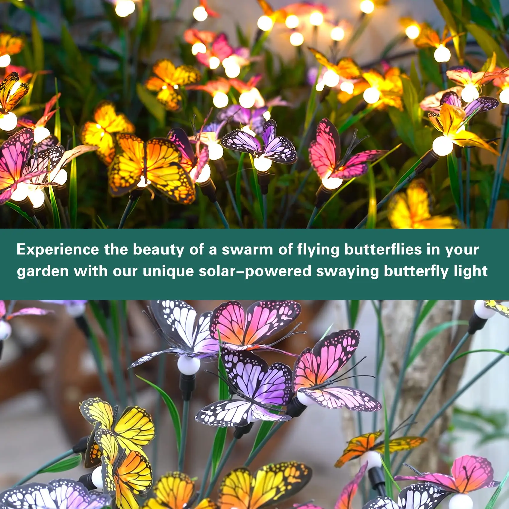 Imagem -06 - Butterfly Sunlight For Garden Solar Powered Lights Decoração ao ar Livre Quintal Pátio Caminho Street Decor Ip65 Impermeável