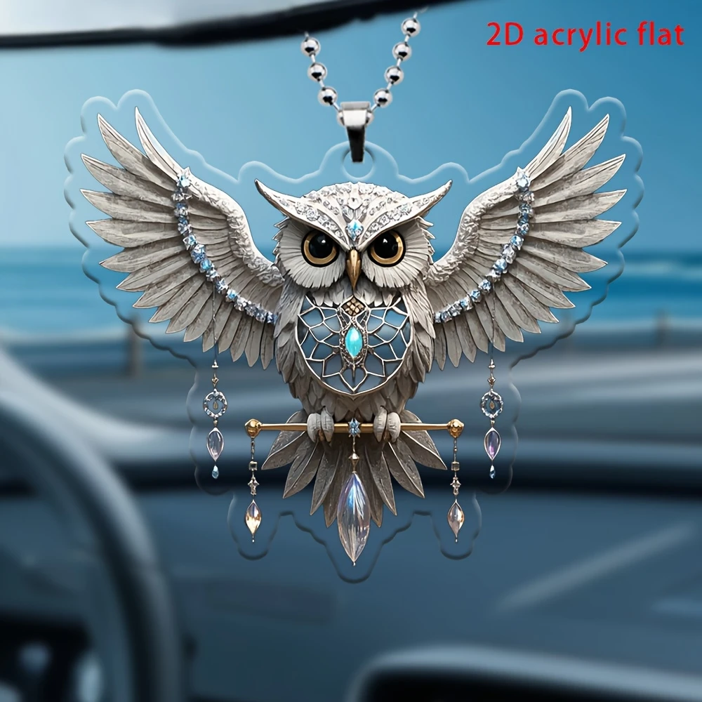 2D Flat Owl Series 1 Piece Acrylic Mini Decorations Creative Artistic Durable Gifts for Vehicles Keys Bags Christmas Tree Decor