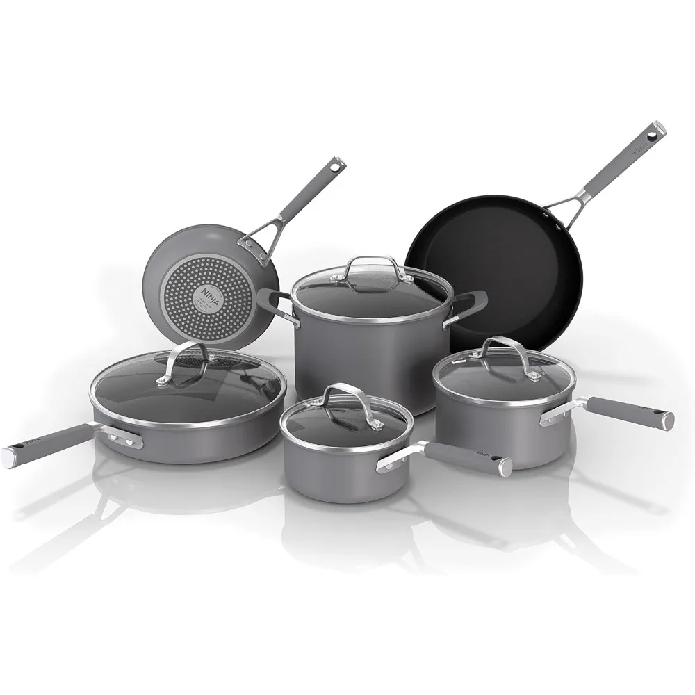 

NeverStick Comfort Grip 10-Piece Cookware Set, Fry Pan, Saucepan, Stock Pot with Lid, Nonstick, Durable, Scratch Resistant