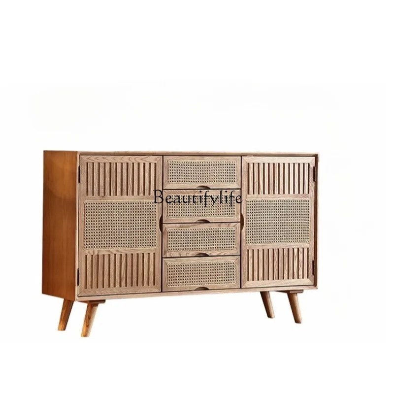 

Wabi Sandy Wind Solid Wood Ash Wood Bucket Cabinet American Retro Storage Restaurant Meal Side Nordic Storage Drawer