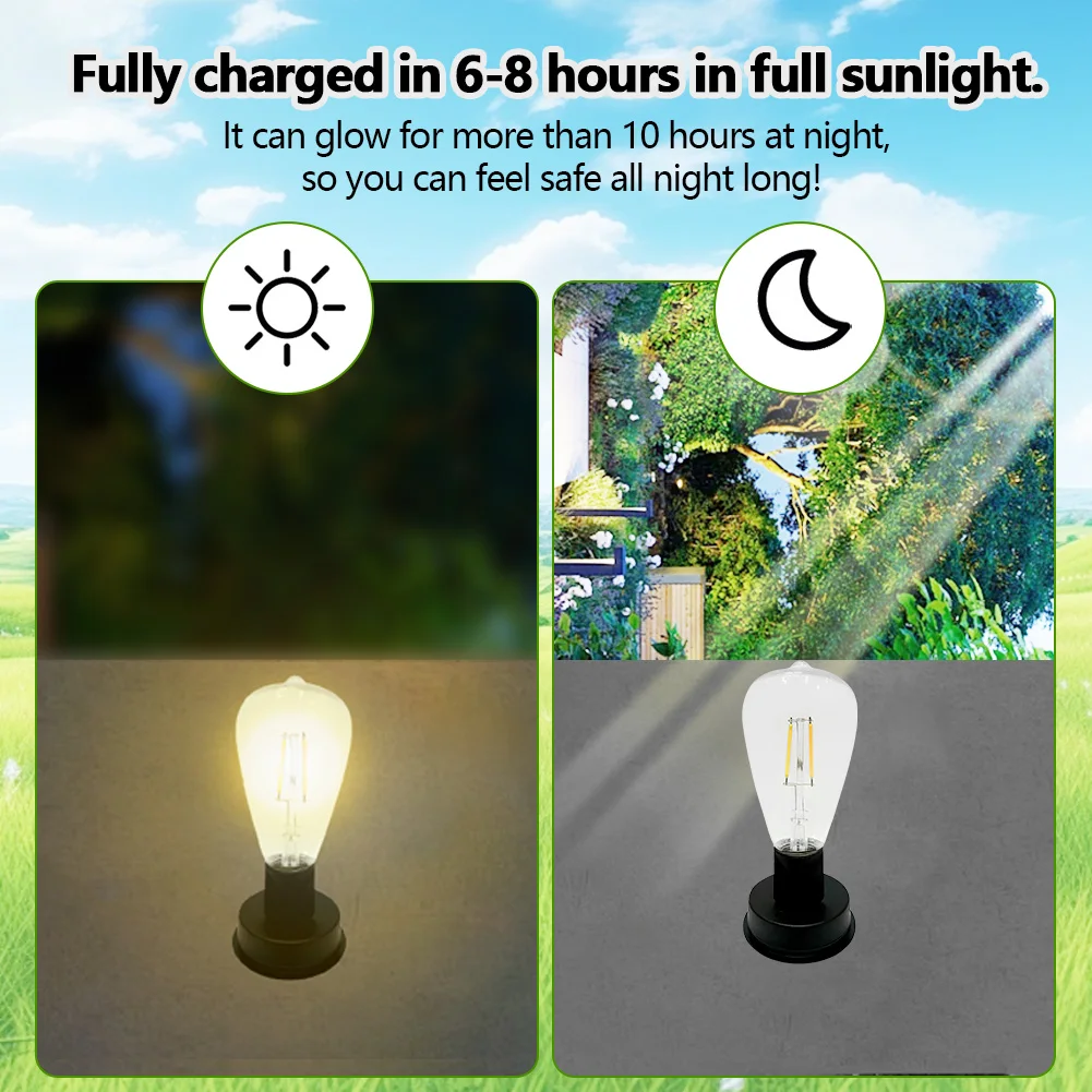 Solar Lamp Base with 600mAh LED Bulb Atmosphere Decorate Light Holder IP44 Waterproof LED Night Light Base for Outdoor Garden