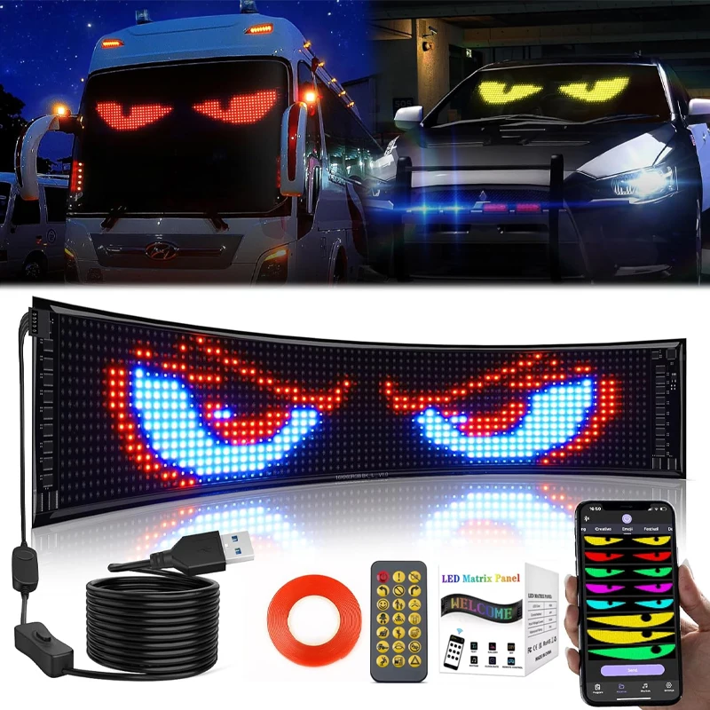 

Devil Eye for Car Windshield Flexible Digital Scrolling LED Display Bluetooth APP Control Custom Text Pattern Animation LED Sign