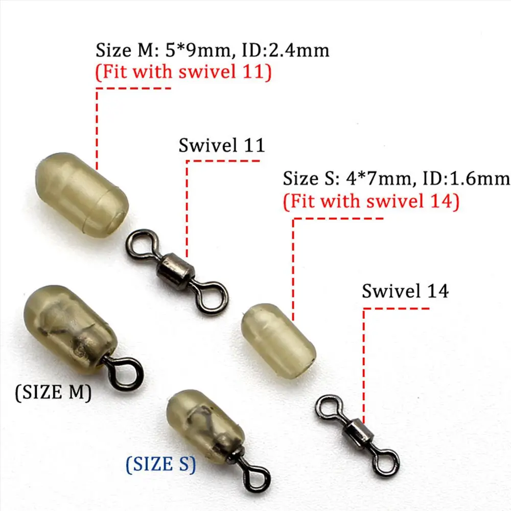 Accesorios de piezas para pesca de carpa, cuentas giratorias de parada, cambio rápido, alimentador giratorio, aparejos de pesca gruesos, 50 unidades