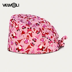 Pink Santa Claus printing vet Doctor Nurse head cap Children's Clinic Working Cap Nursing Scrub hat christmas cap