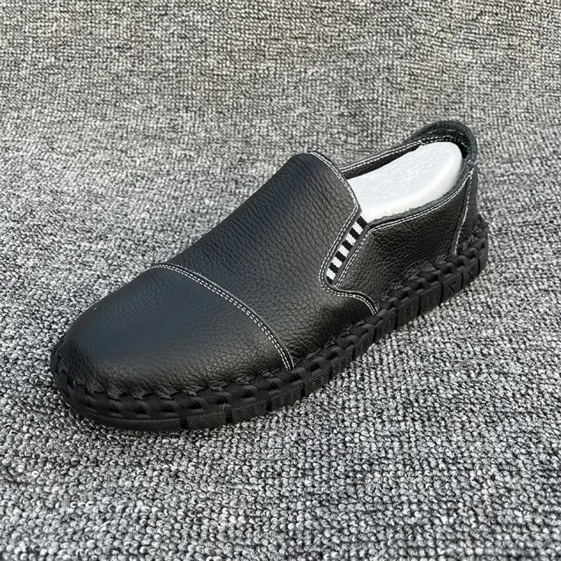 New Autumn Men's Color Mixing Splicing Casual Shoes Soft Sole Low Tops Flat Bottom Handmade Driving Shoes Walking Luxury Shoes