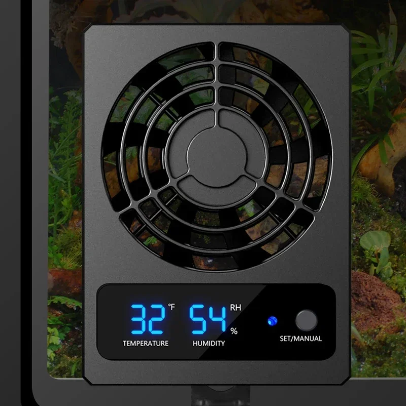 Reptile Enclosure Smart Cooling Fan With LED Display Strong Wind Low Noise For Amphibians Reptiles Snakes Ventilation Fan