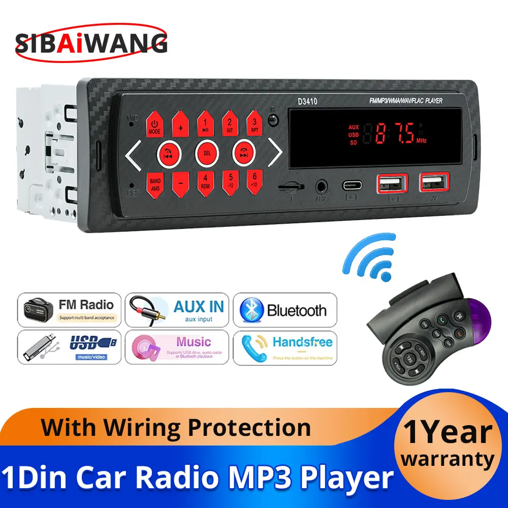 

MP3 Car Radio Bluetooth Player Universal 1Din Multimedia Player for Car With AUX USB Card In Dash Kit
