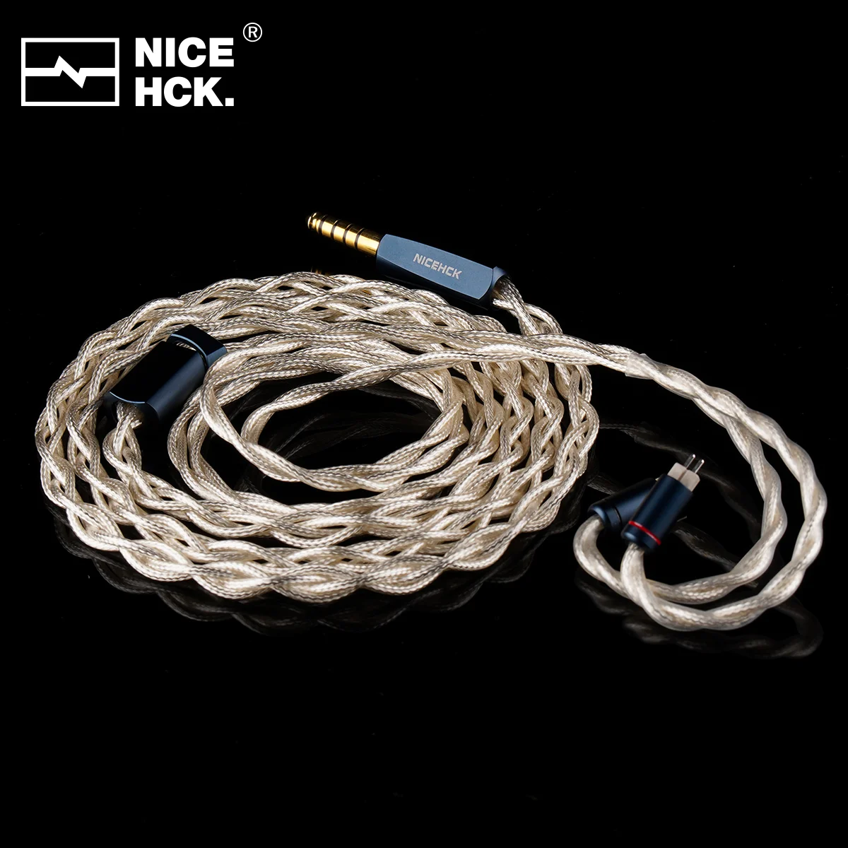NICEHCK AuKing2 HiFi Oortelefoon Kabel 7N Vergulde OCC + Verzilverd OCC Draad 2Pin OFC 4.4mm Plug voor Davinci Cantor ORIGIN Que