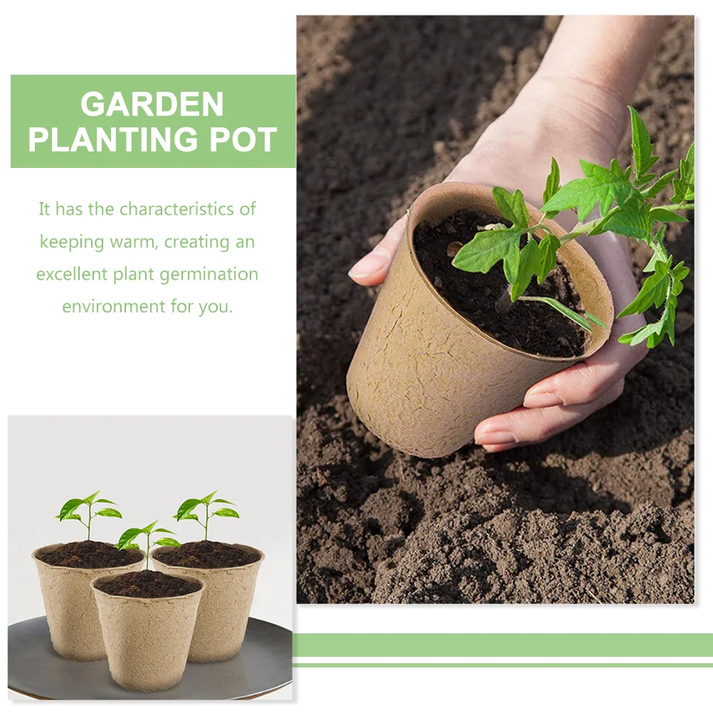 

1 set Biodegradable Pots 8x8cm Seedling Cups for Nursery Pot Nursery Germination Starter Garden Flower Pot Tags