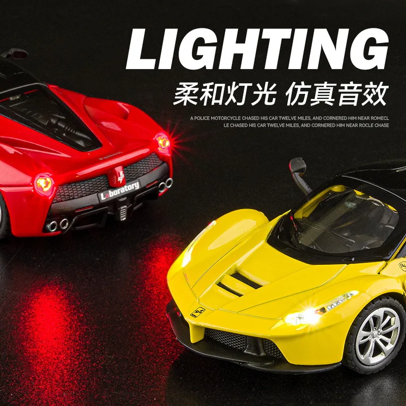 1:36 Ferrari Laferrari Sports car High Simulation alloy model racing car return sound and light collection ornament D160