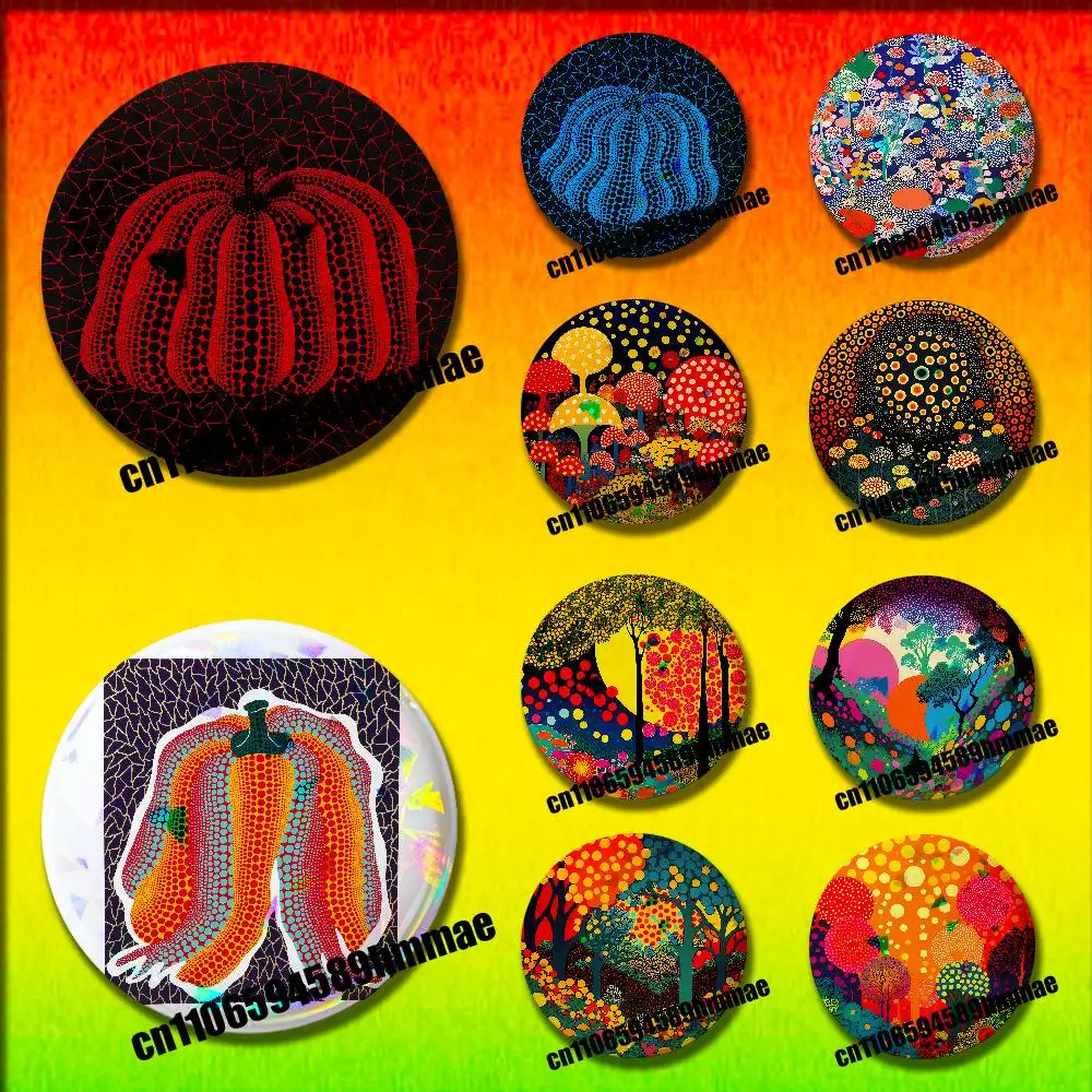 

For Y-Yayoi Art K-Kusama Emblem Round Pins Insignia Badge Cover Brooch Button Hats Decoration 32mm
