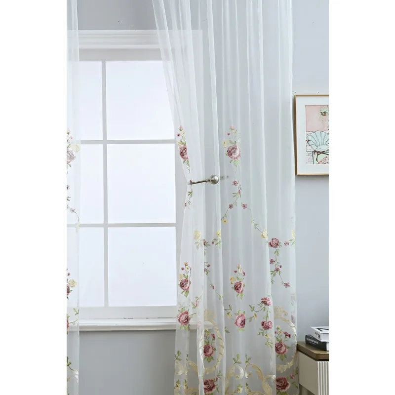 Fashionable Modern American Embroidered Window Screen Living Room Bedroom Balcony Curtains