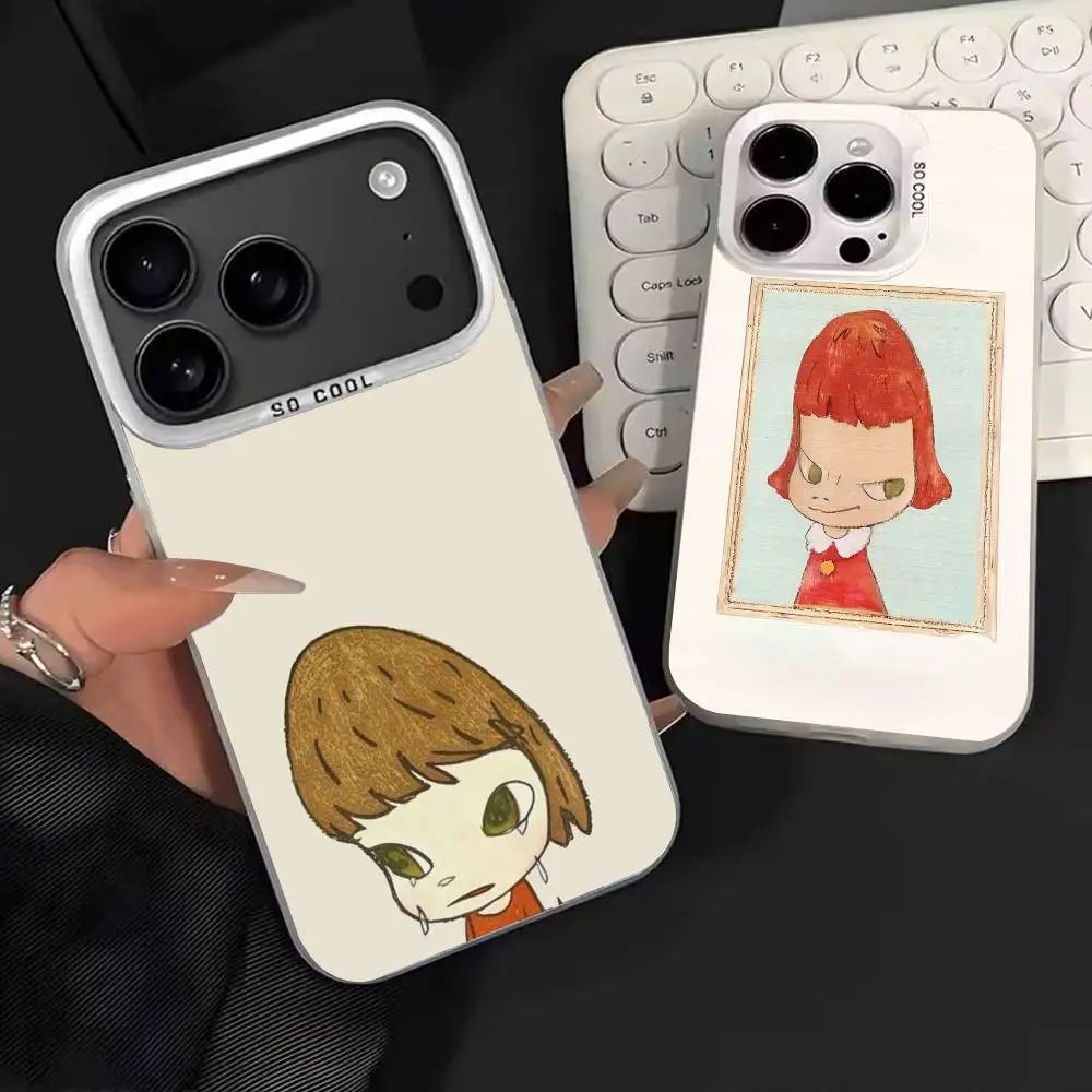 

Japan A-Art Y-Yoshitomo N-Nara Phone Case For iPhone 17,16,15,14,13,12,11,Mini,Pro,E,MAX White Matte Shockproof Cover